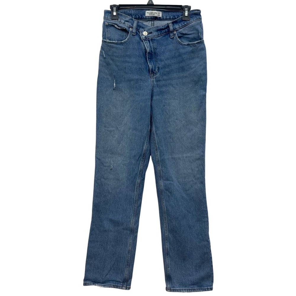 Abercrombie & Fitch 90s Straight Criss Cross High Rise Jeans Medium Wash 28 6R
